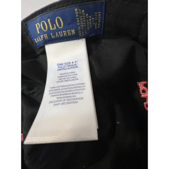 POLO Ralph Lauren Hat Cap Black Strap Back Strapback Cotton Youth One Size 4-7 - Picture 8 of 8